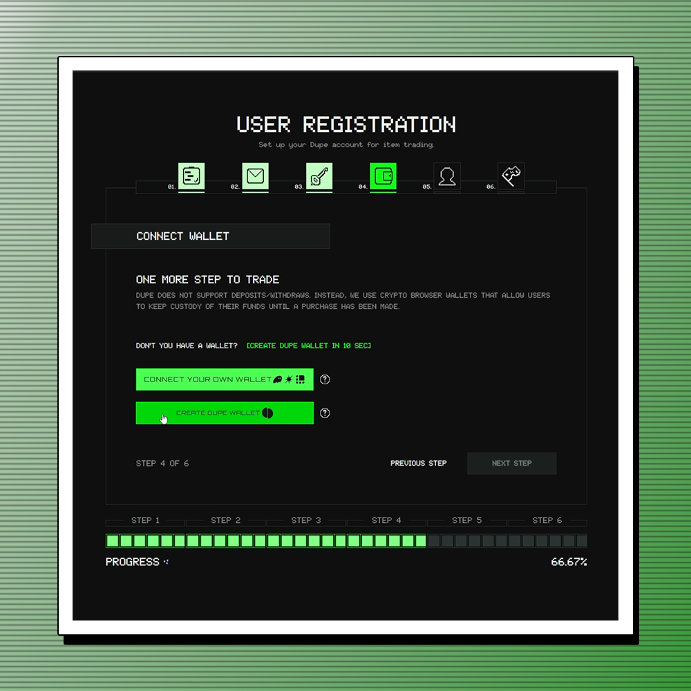 Create your Dupe wallet